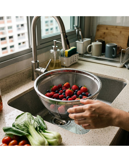 Fbkmx Deep Stainless Mesh Colander Bowl 8.5 in
