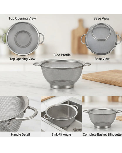 Fbkmx Deep Stainless Mesh Colander Bowl 8.5 in