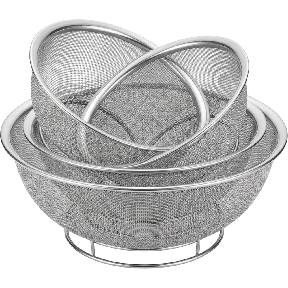 Fbkmx Nestgrid Stainless Steel Mesh Colander Set 3 Sizes 7 9 11 in Silver - Product view