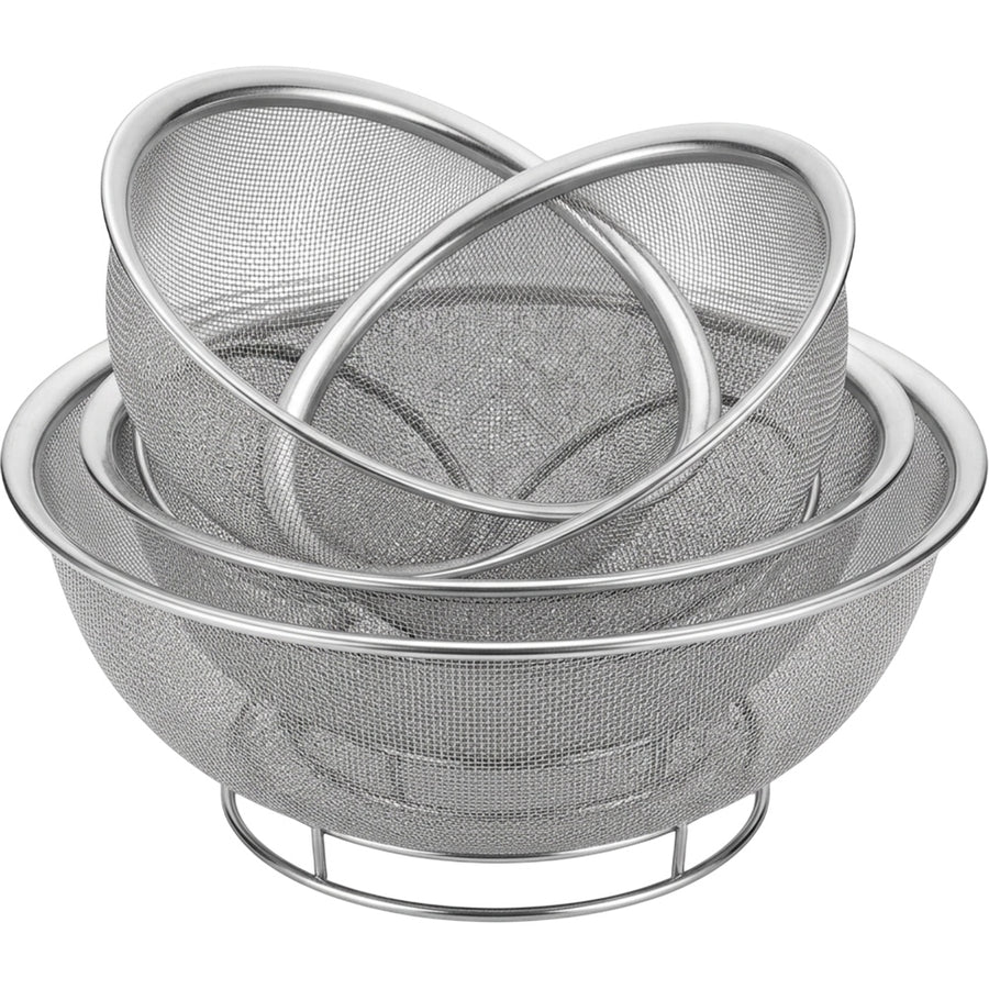 Fbkmx Nestgrid Stainless Steel Mesh Colander Set 3 Sizes 7 9 11 in Silver