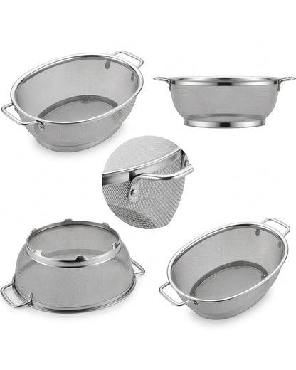 Fbkmx Oval Stainless Mesh Draining Basket 11 in