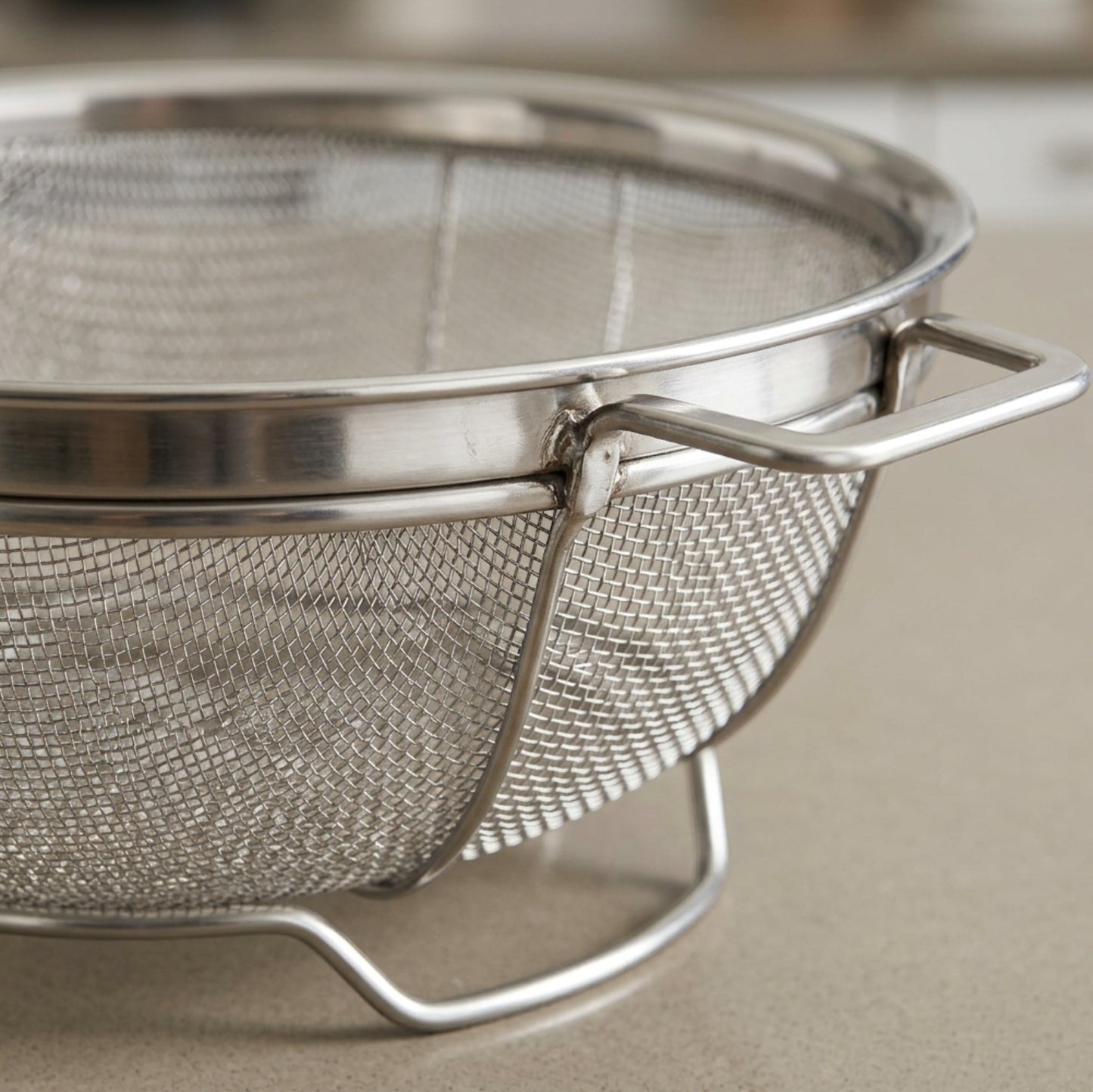 Fbkmx Rimrest Round Stainless Steel Mesh Colander 10 in Silver - Detail view